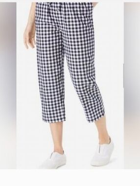 #22W Black & White Gingham Cropped Pants - Women